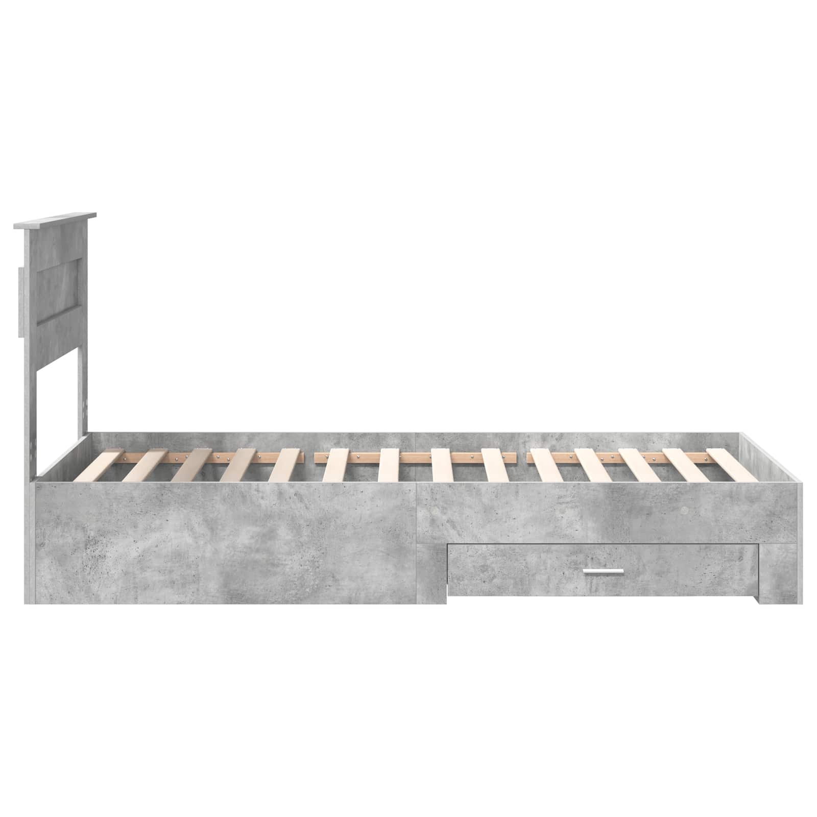 Bedframe met hoofdeinde Beton Grijs 90 x 190 cm Bewerkt hout