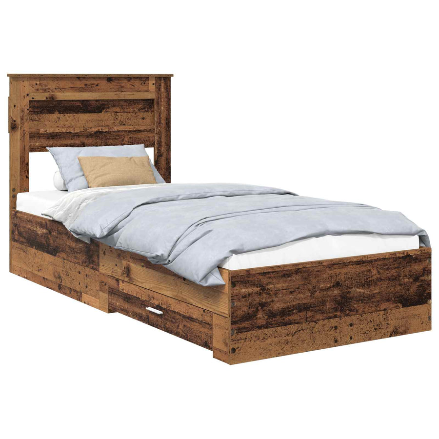 Bedframe met lade met hoofdeinde met opslag Bewerkt hout