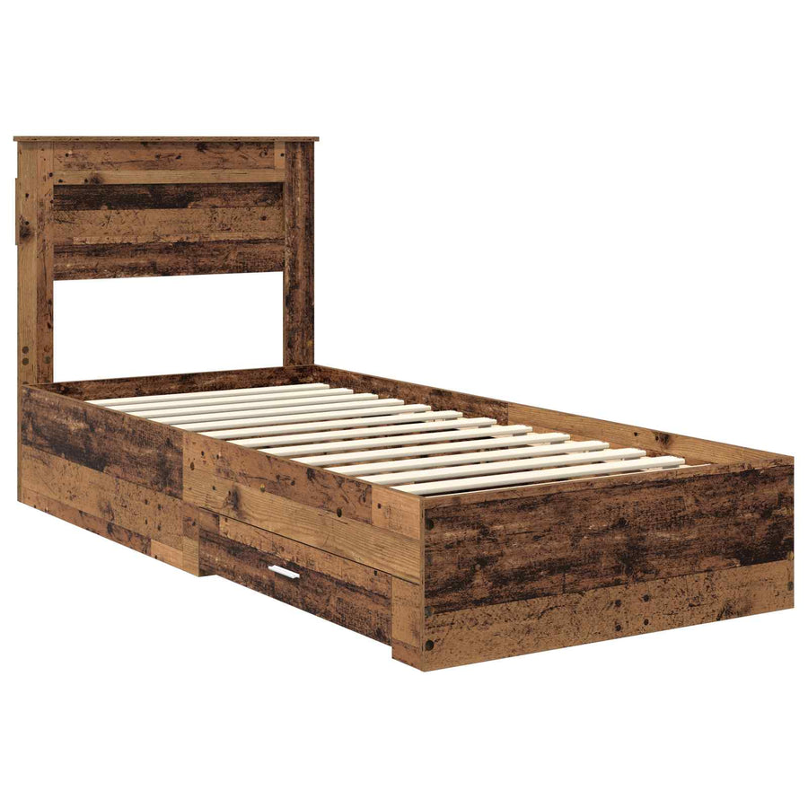 Bedframe met lade met hoofdeinde met opslag Bewerkt hout