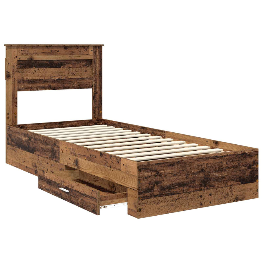 Bedframe met lade met hoofdeinde met opslag Bewerkt hout