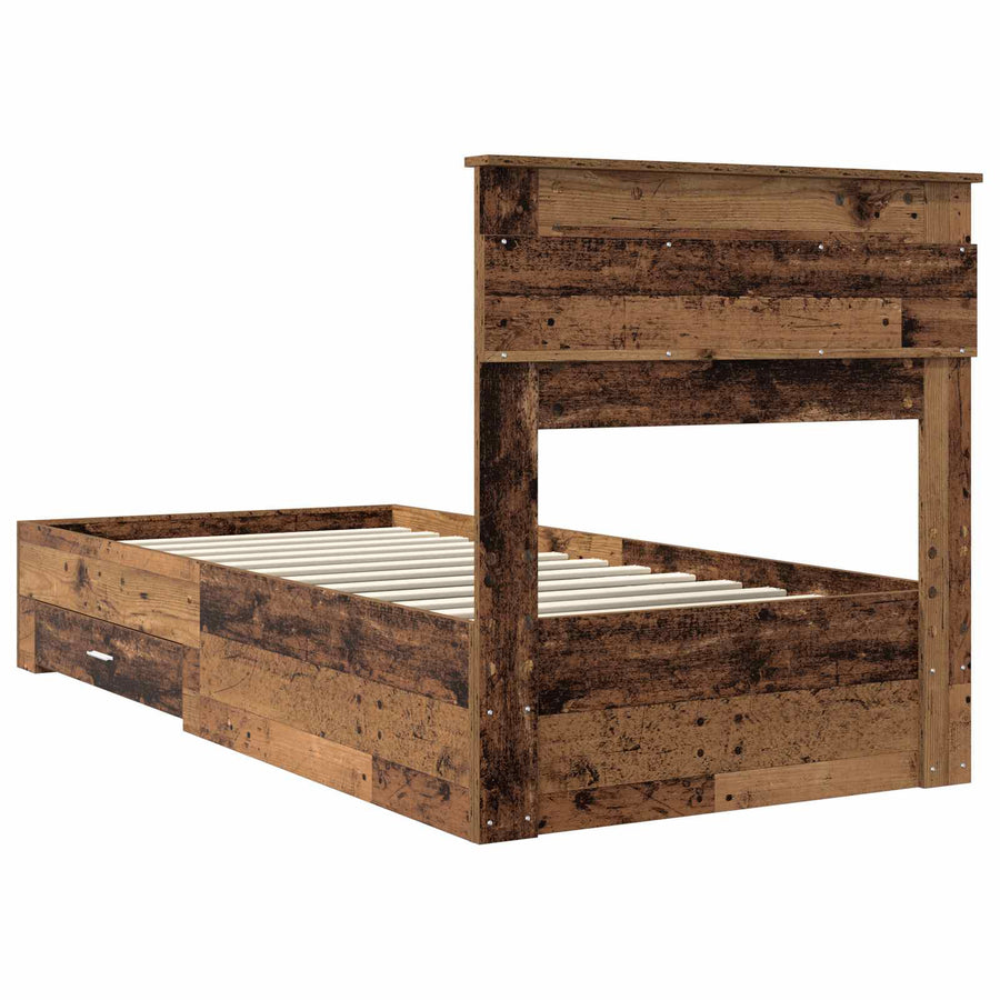 Bedframe met lade met hoofdeinde met opslag Bewerkt hout