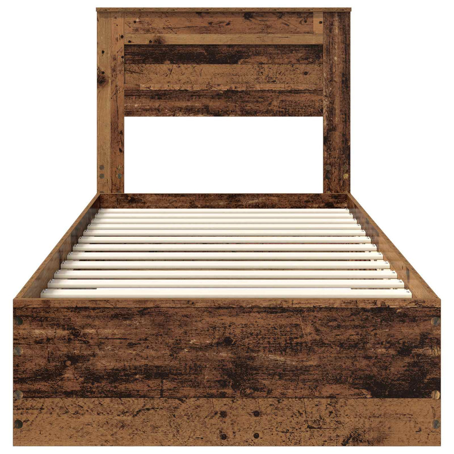 Bedframe met lade met hoofdeinde met opslag Bewerkt hout