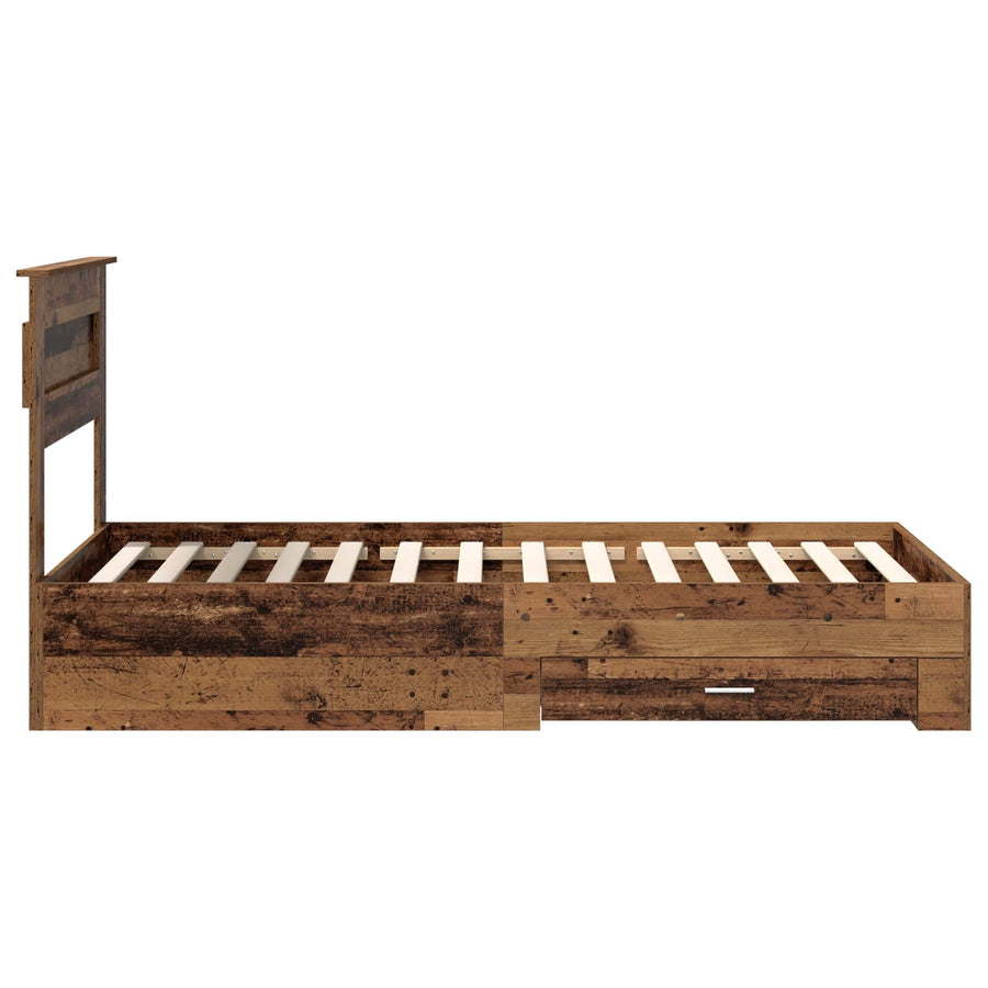 Bedframe met lade met hoofdeinde met opslag Bewerkt hout