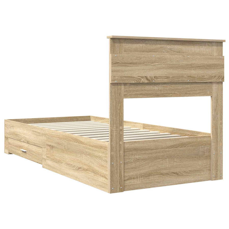 Bedframe met lade met hoofdeinde met opslag Bewerkt hout