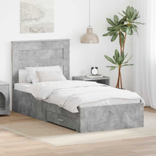 Bedframe met hoofdeinde Beton Grijs 90 x 200 cm Bewerkt hout