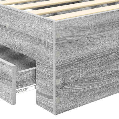 Bedframe met lade met hoofdeinde met opslag Bewerkt hout