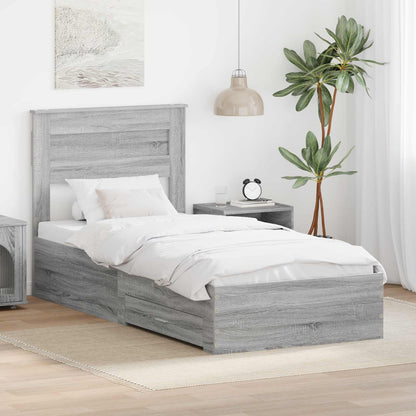 Bedframe met lade met hoofdeinde met opslag Bewerkt hout