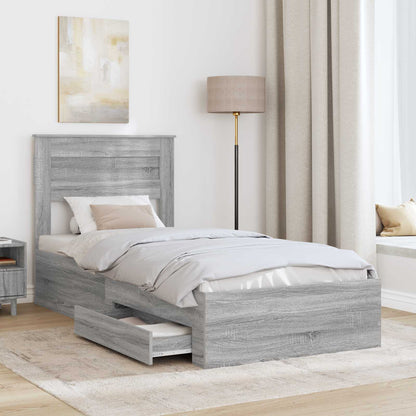 Bedframe met lade met hoofdeinde met opslag Bewerkt hout