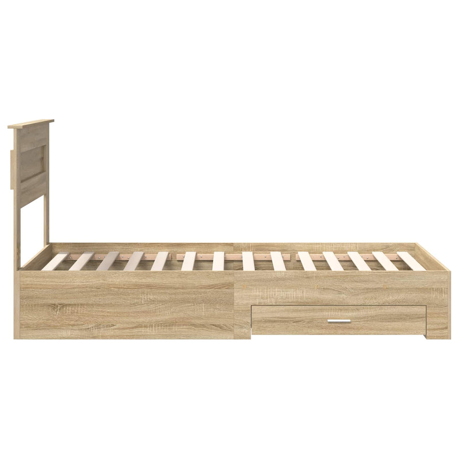 Bedframe Sonoma Eiken en Zilver 75 x 190 cm Bewerkt hout