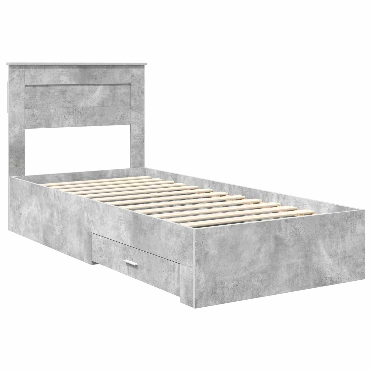 Bedframe Beton Grijs en Zilver 75 x 190 cm Bewerkt hout