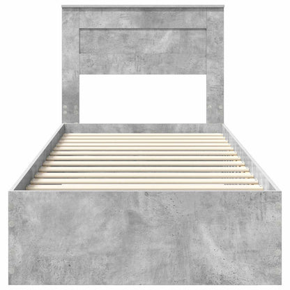 Bedframe Beton Grijs en Zilver 75 x 190 cm Bewerkt hout