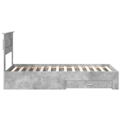 Bedframe Beton Grijs en Zilver 75 x 190 cm Bewerkt hout