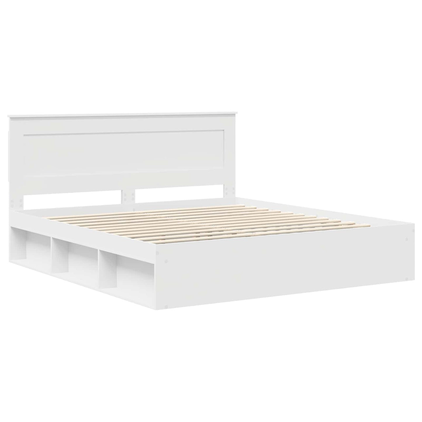 Bedframe met hoofdeinde Wit 200 x 200 cm Massief grenenhout