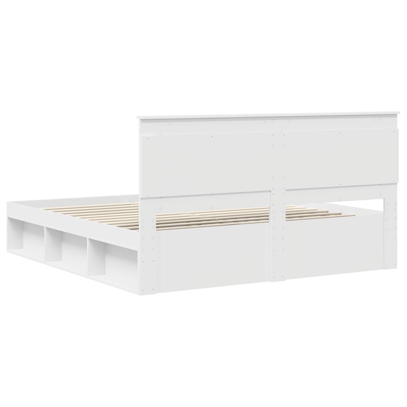 Bedframe met hoofdeinde Wit 200 x 200 cm Massief grenenhout