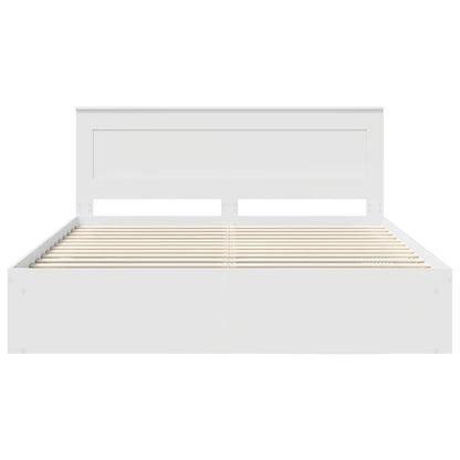 Bedframe met hoofdeinde Wit 200 x 200 cm Massief grenenhout