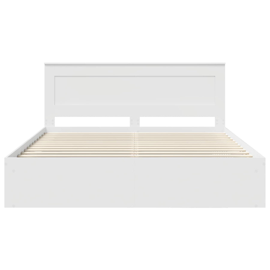 Bedframe met hoofdeinde Wit 200 x 200 cm Massief grenenhout