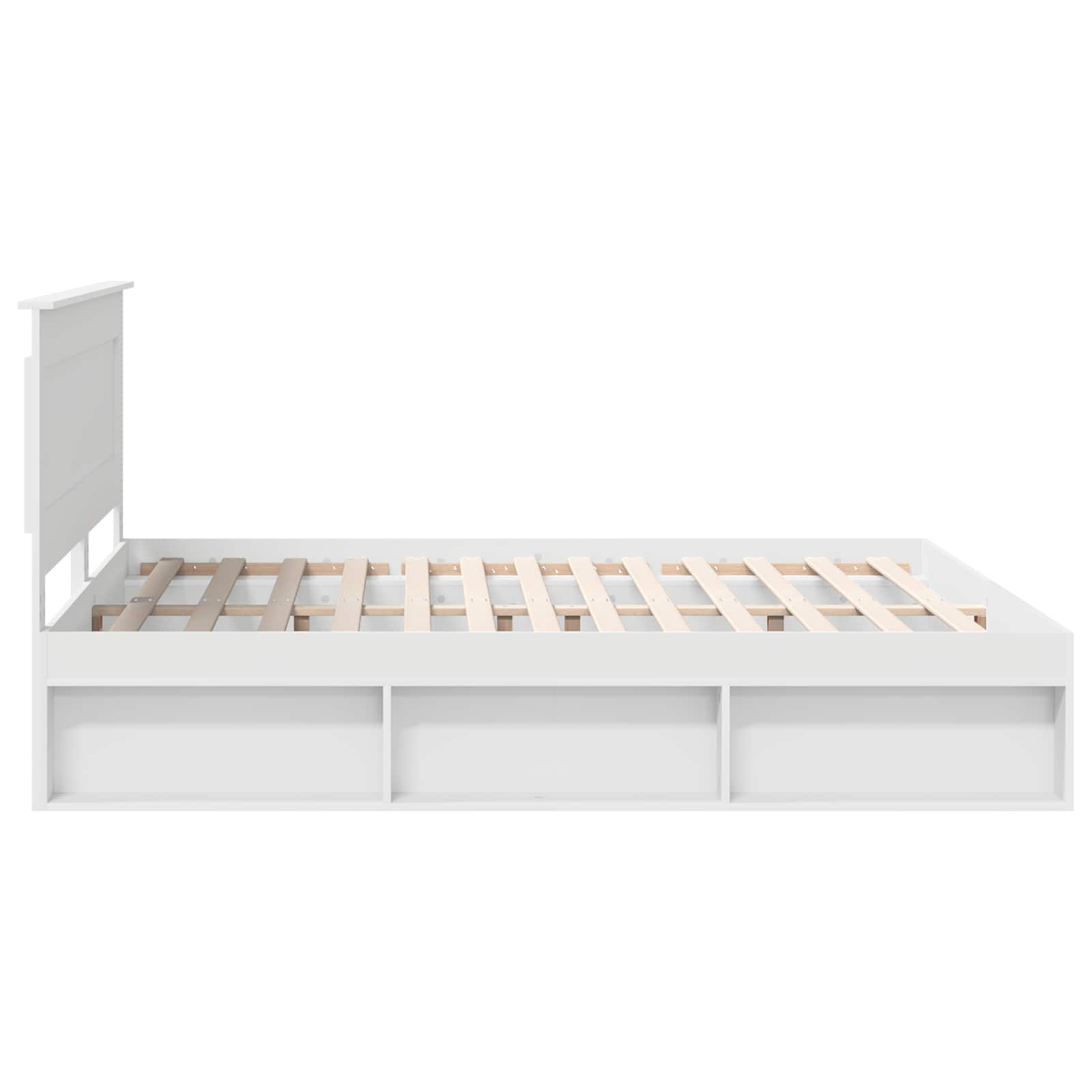 Bedframe met hoofdeinde Wit 200 x 200 cm Massief grenenhout