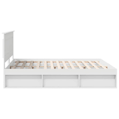 Bedframe met hoofdeinde Wit 200 x 200 cm Massief grenenhout