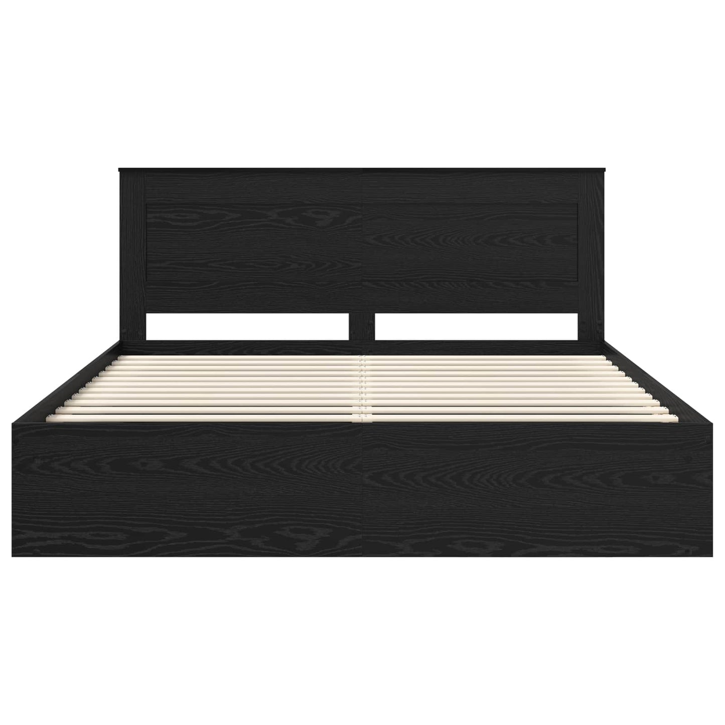 Bedframe met hoofdeinde Zwart 200 x 200 cm Massief grenenhout