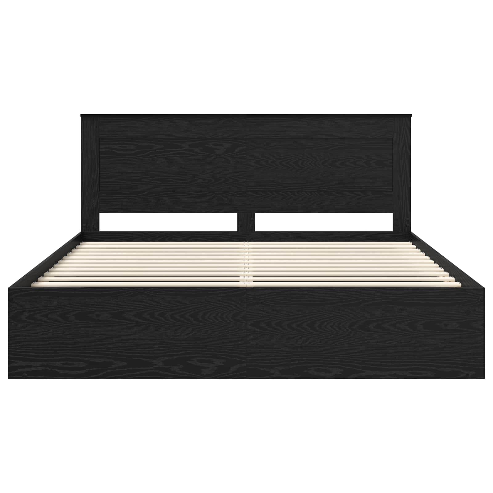 Bedframe met hoofdeinde Zwart 200 x 200 cm Massief grenenhout