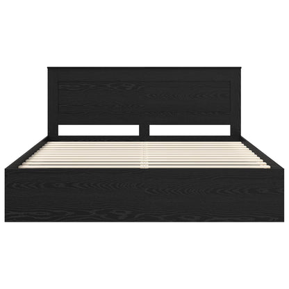 Bedframe met hoofdeinde Zwart 200 x 200 cm Massief grenenhout