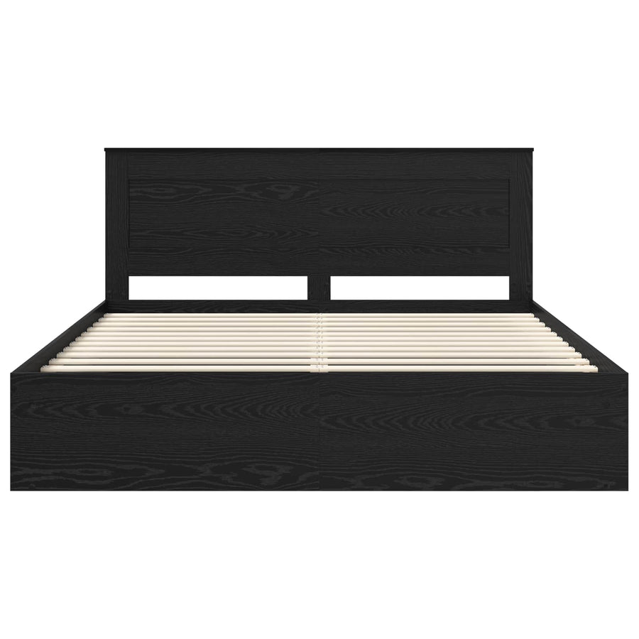 Bedframe met hoofdeinde Zwart 200 x 200 cm Massief grenenhout