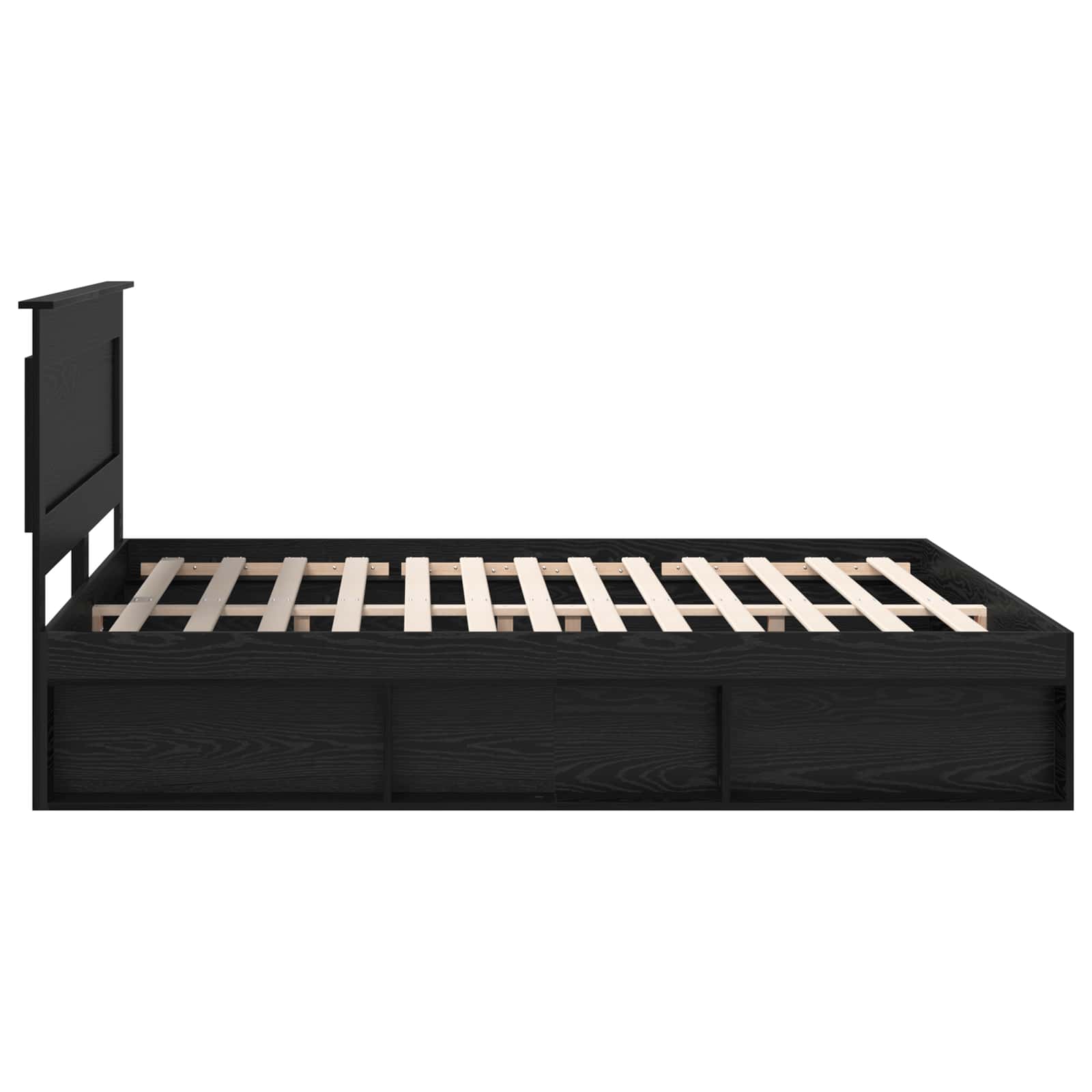 Bedframe met hoofdeinde Zwart 200 x 200 cm Massief grenenhout
