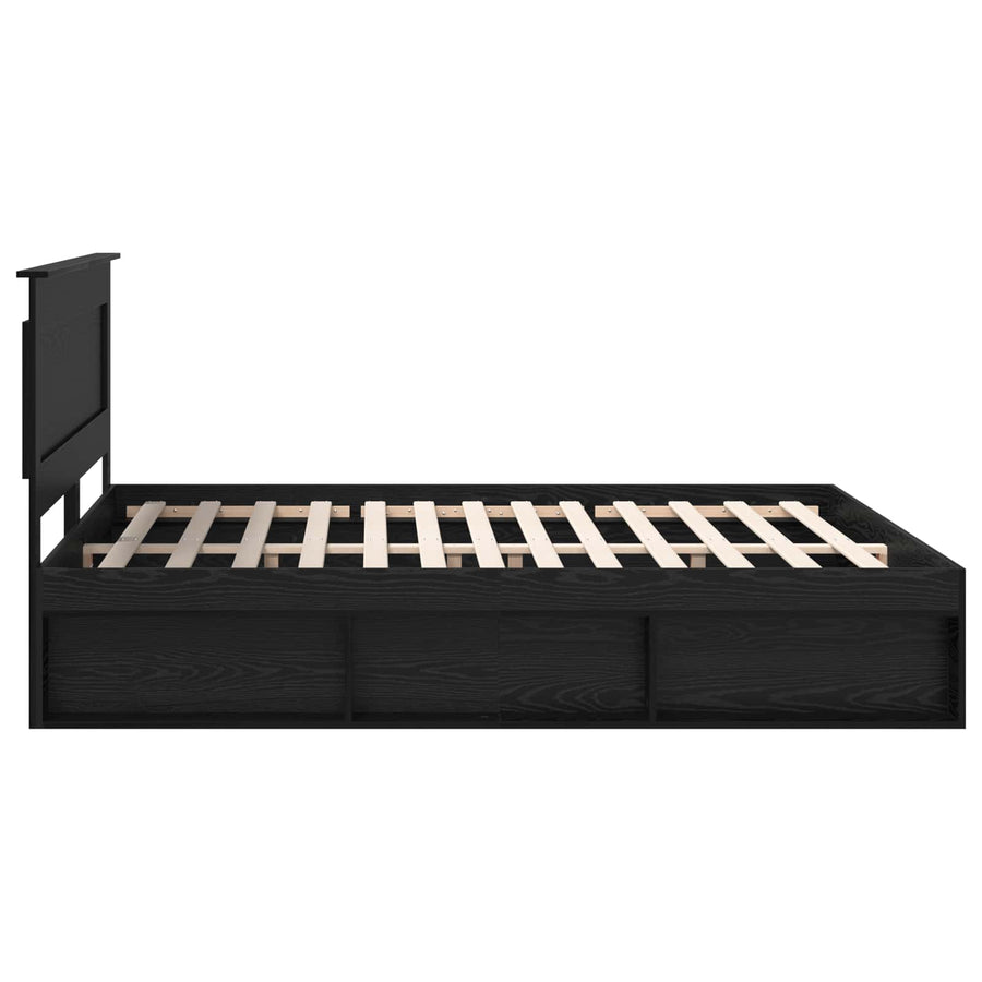 Bedframe met hoofdeinde Zwart 200 x 200 cm Massief grenenhout