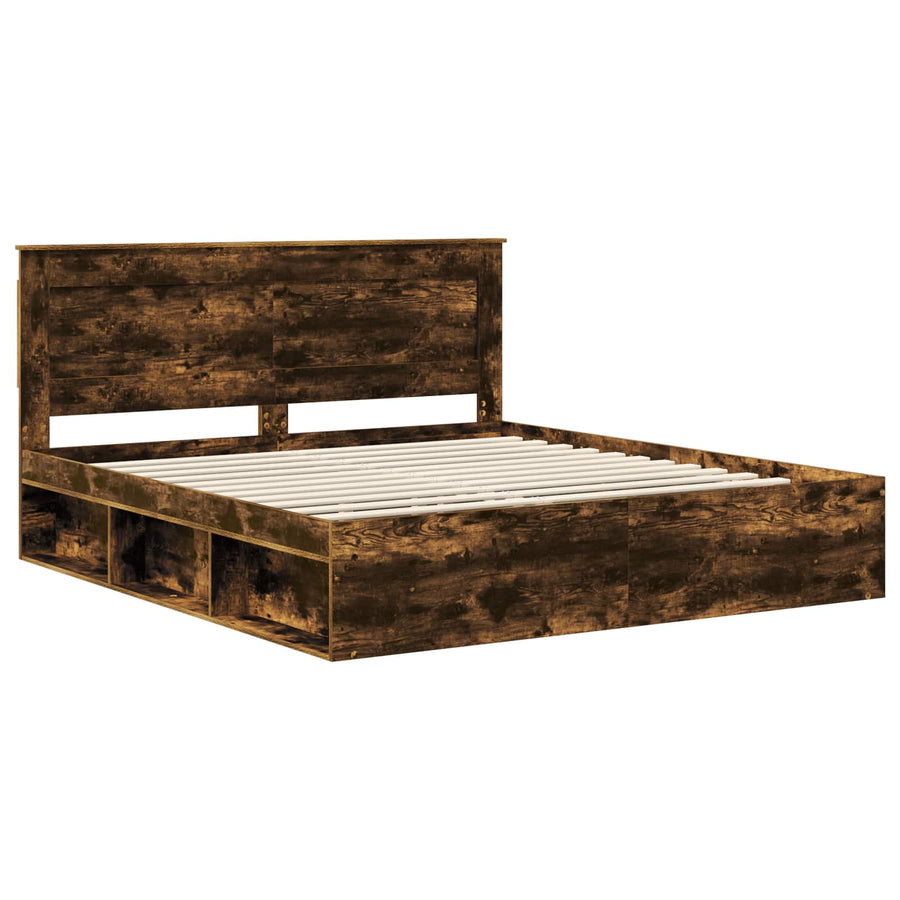 Bedframe Gerookt eiken 200 x 200 cm Massief grenenhout