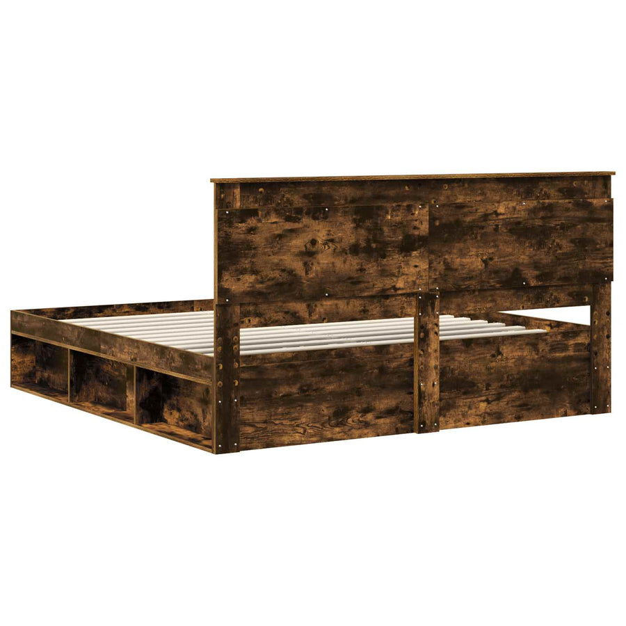 Bedframe Gerookt eiken 200 x 200 cm Massief grenenhout
