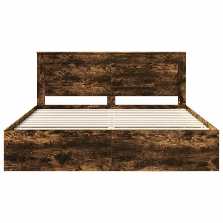 Bedframe Gerookt eiken 200 x 200 cm Massief grenenhout