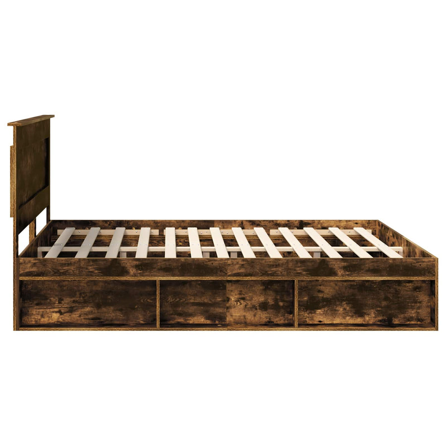 Bedframe Gerookt eiken 200 x 200 cm Massief grenenhout