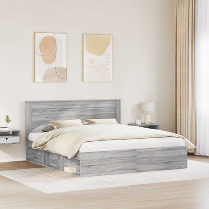 Bedframe Grijs Sonoma 200 x 200 cm Massief grenenhout