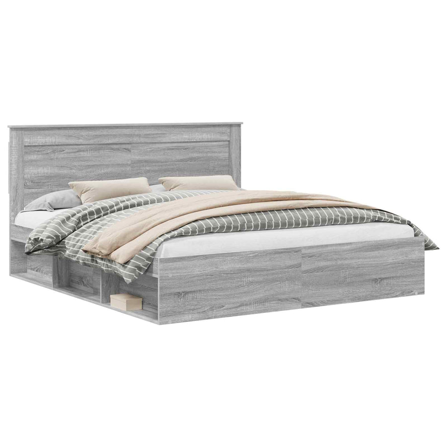 Bedframe Grijs Sonoma 200 x 200 cm Massief grenenhout