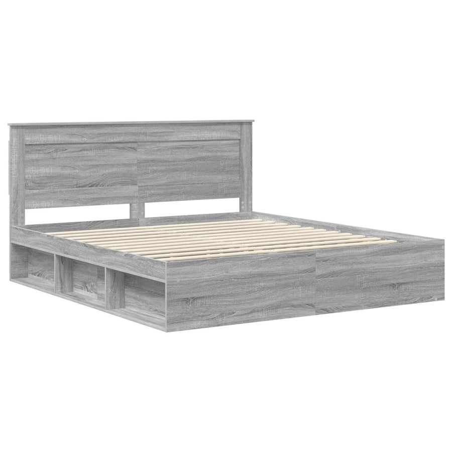 Bedframe Grijs Sonoma 200 x 200 cm Massief grenenhout
