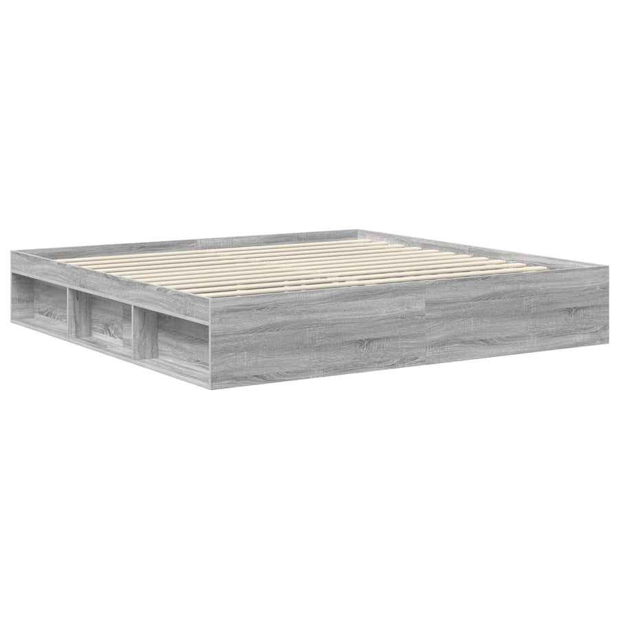 Bedframe Grijs Sonoma 200 x 200 cm Massief grenenhout