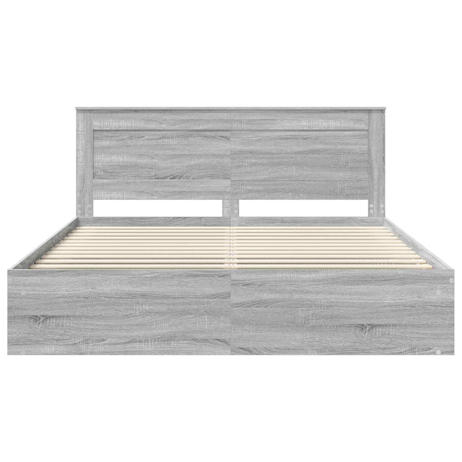 Bedframe Grijs Sonoma 200 x 200 cm Massief grenenhout