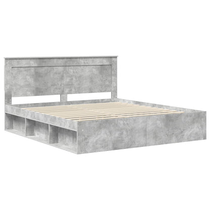 Bedframe met hoofdeinde Beton 180 x 200 cm Massief grenenhout