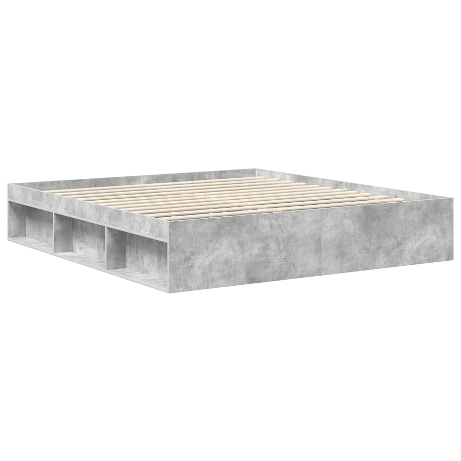 Bedframe met hoofdeinde Beton 180 x 200 cm Massief grenenhout