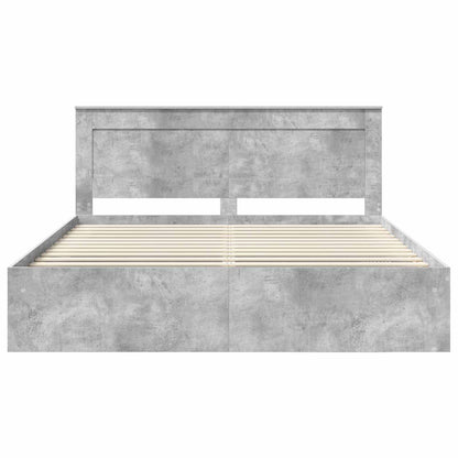 Bedframe met hoofdeinde Beton 180 x 200 cm Massief grenenhout