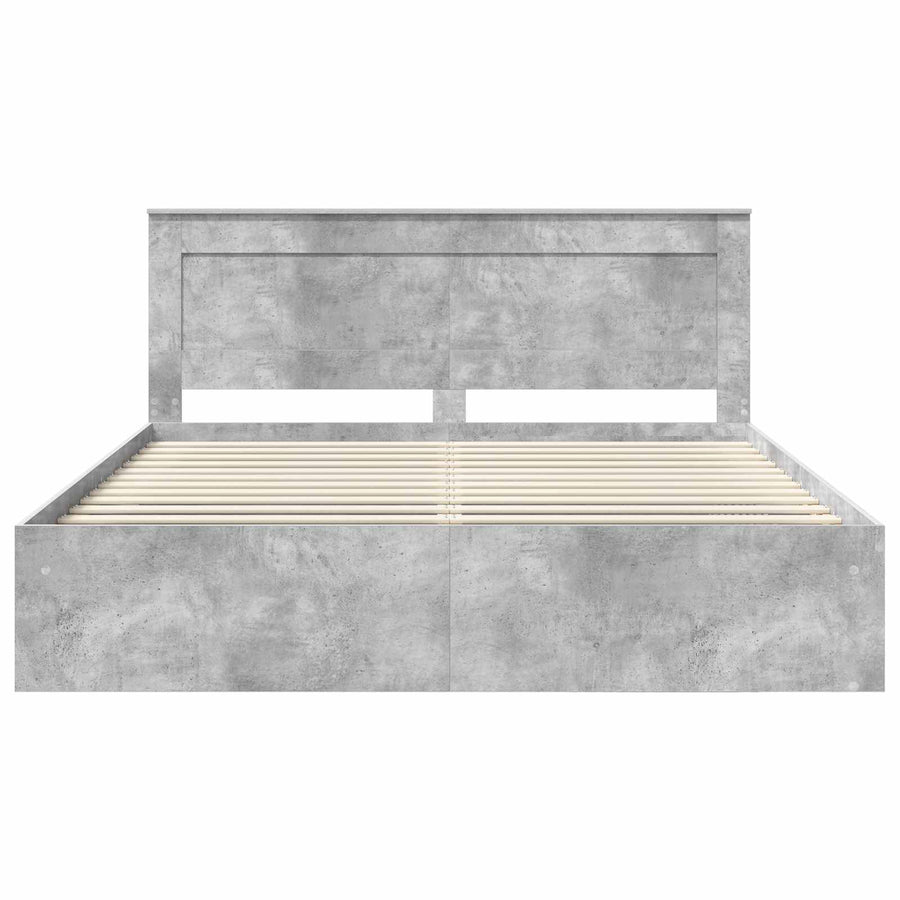 Bedframe met hoofdeinde Beton 180 x 200 cm Massief grenenhout