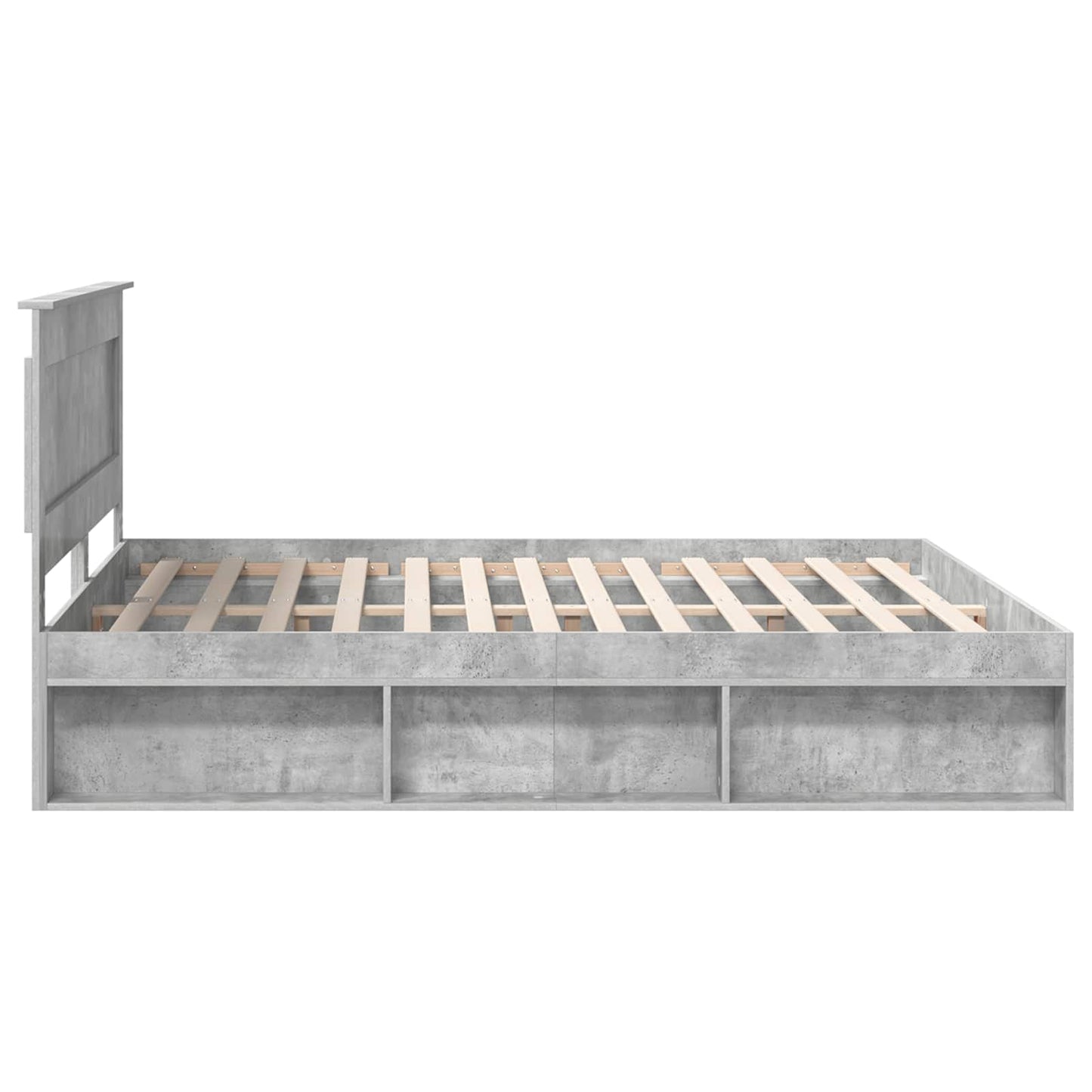 Bedframe met hoofdeinde Beton 180 x 200 cm Massief grenenhout