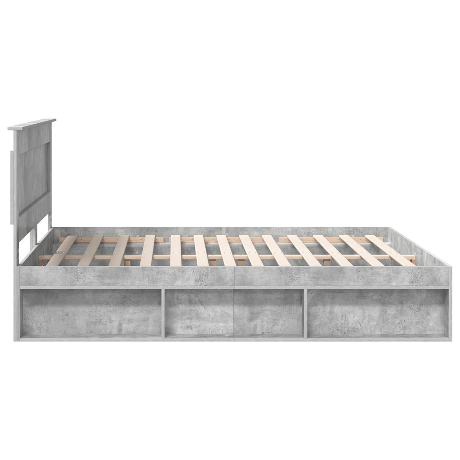 Bedframe met hoofdeinde Beton 180 x 200 cm Massief grenenhout