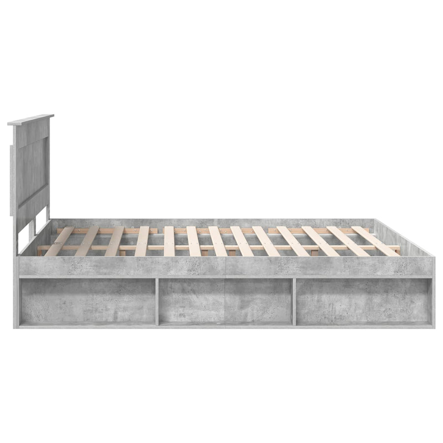 Bedframe met hoofdeinde Beton 180 x 200 cm Massief grenenhout