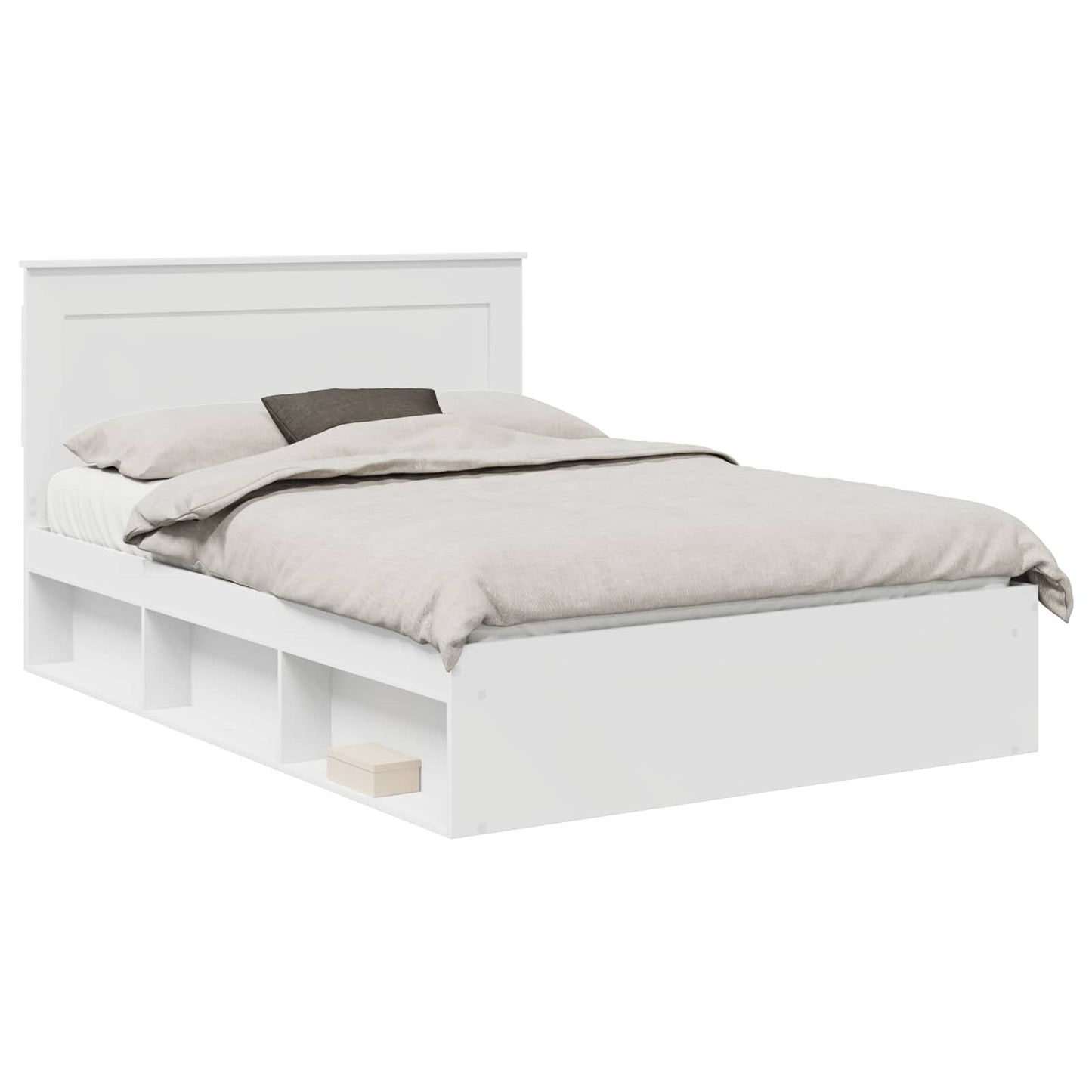 Bedframe met hoofdeinde Wit 160 x 200 cm Massief grenenhout