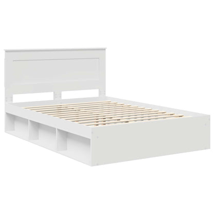 Bedframe met hoofdeinde Wit 160 x 200 cm Massief grenenhout