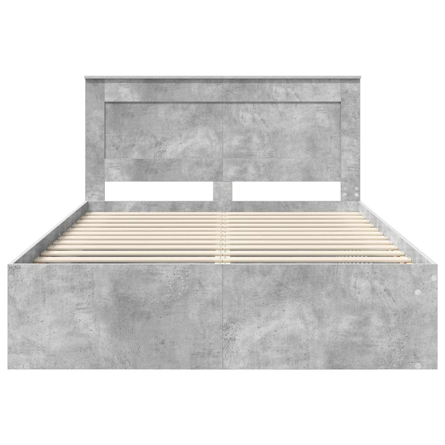 Bedframe met hoofdeinde Beton 160 x 200 cm Massief grenenhout