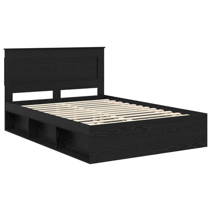 Bedframe met hoofdeinde Zwart 150 x 200 cm Massief grenenhout