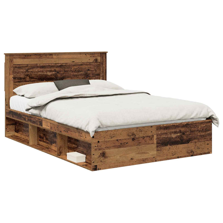 Bedframe met hoofdeinde Oudhout 150 x 200 cm Massief grenenhout