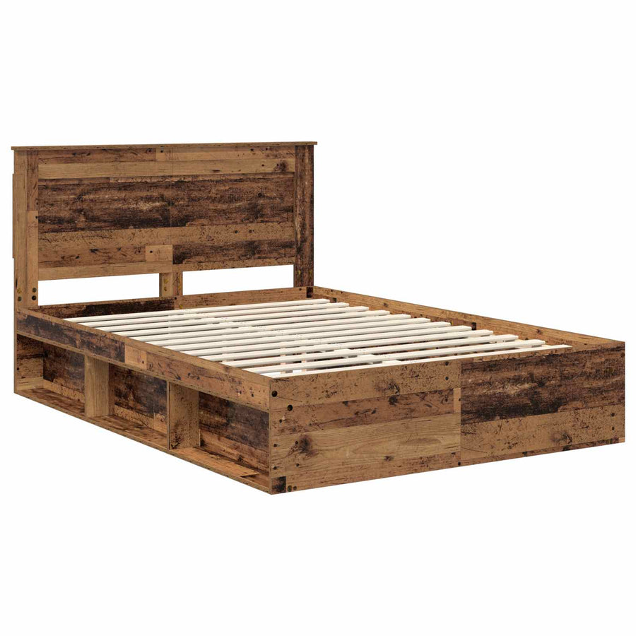 Bedframe met hoofdeinde Oudhout 150 x 200 cm Massief grenenhout